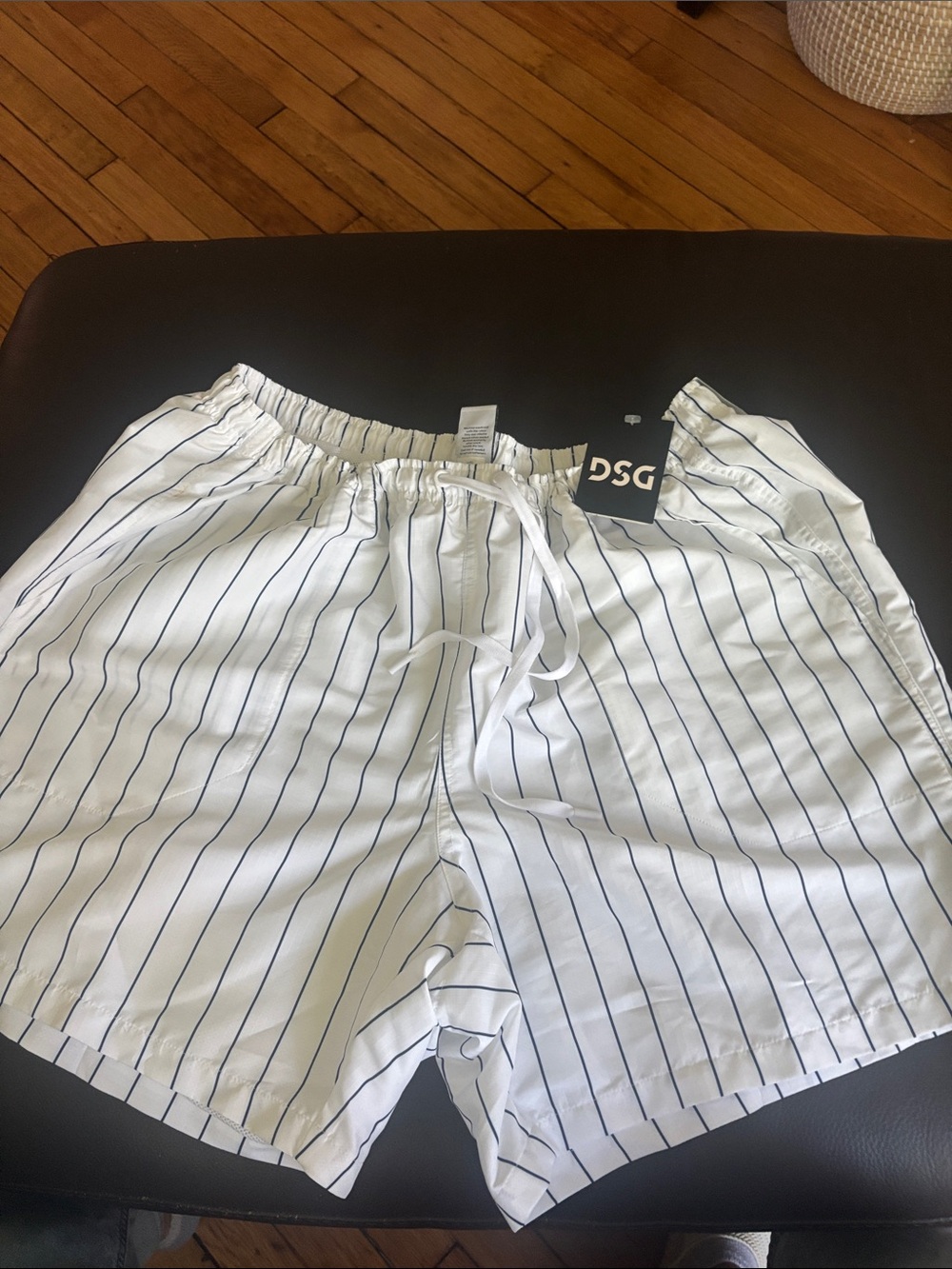 DSG White Shorts with Navy Pinstripes NWT